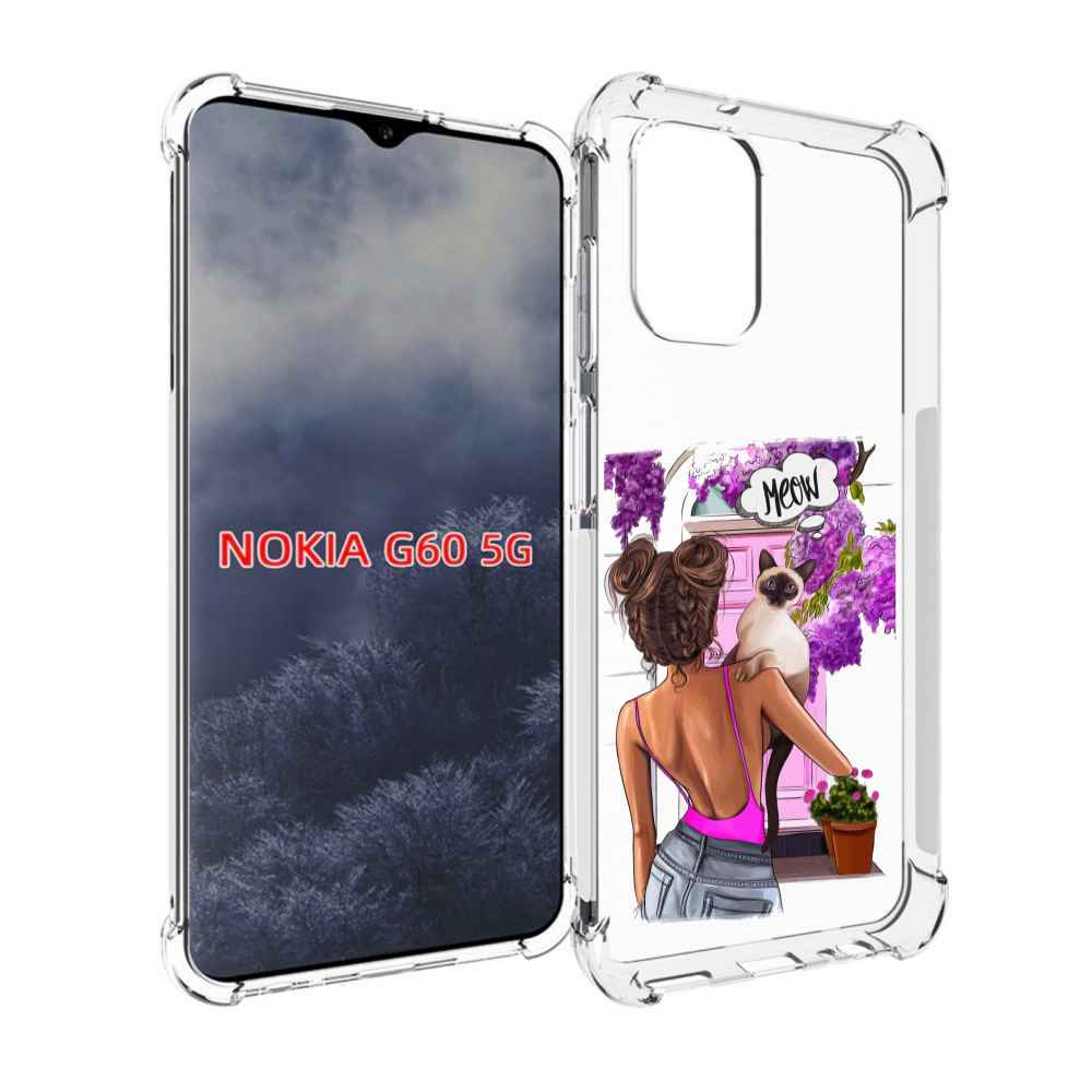 

Чехол MyPads Девушка-с-котиком женский для Nokia G60 5G, Прозрачный, Tocco