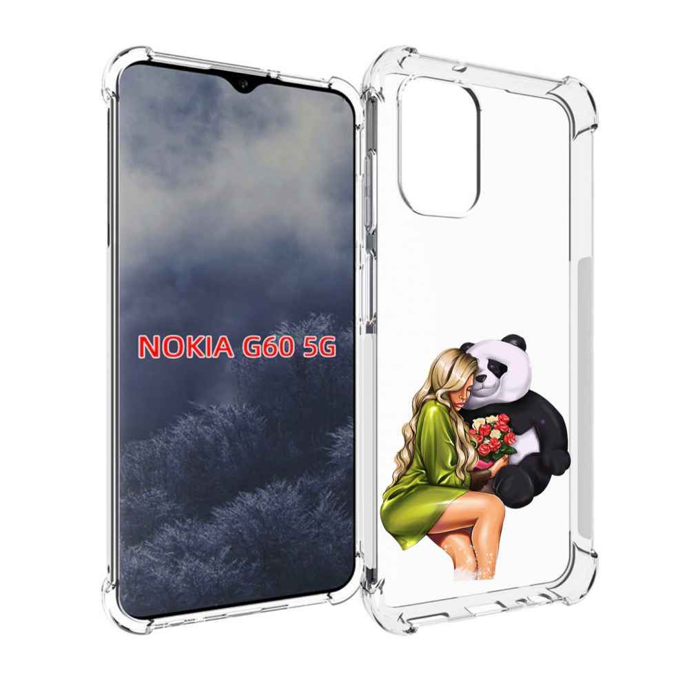 

Чехол MyPads Девушка-с-пандой-с-букетом женский для Nokia G60 5G, Прозрачный, Tocco