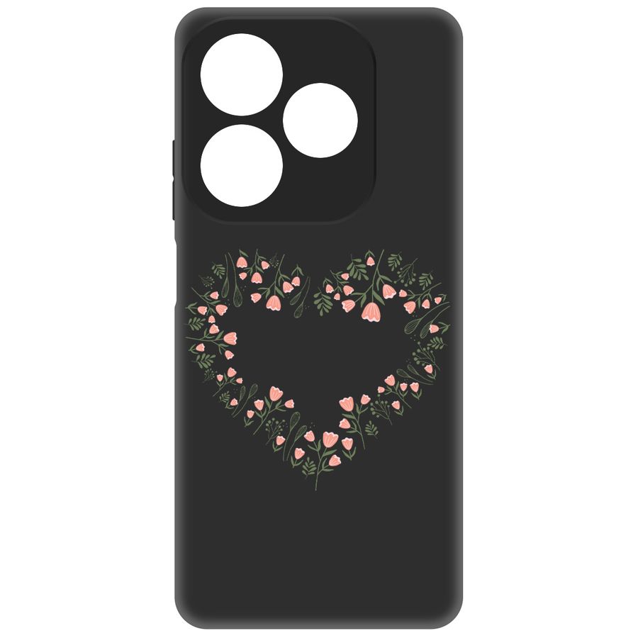 

Чехол-накладка Krutoff Цветочное сердце для INFINIX Smart 8 Plus, Черный
