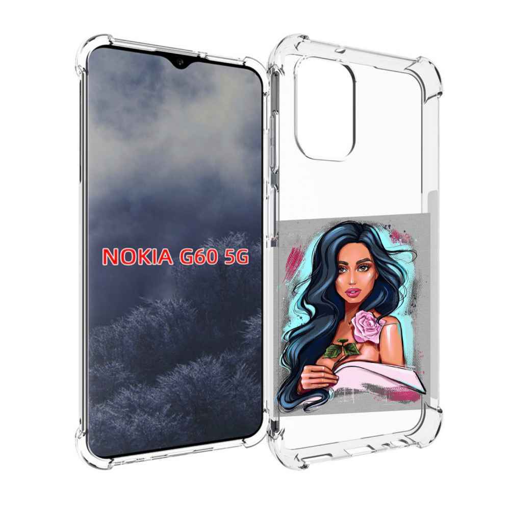 

Чехол MyPads Девушка-с-розовой-розочкой женский для Nokia G60 5G, Прозрачный, Tocco