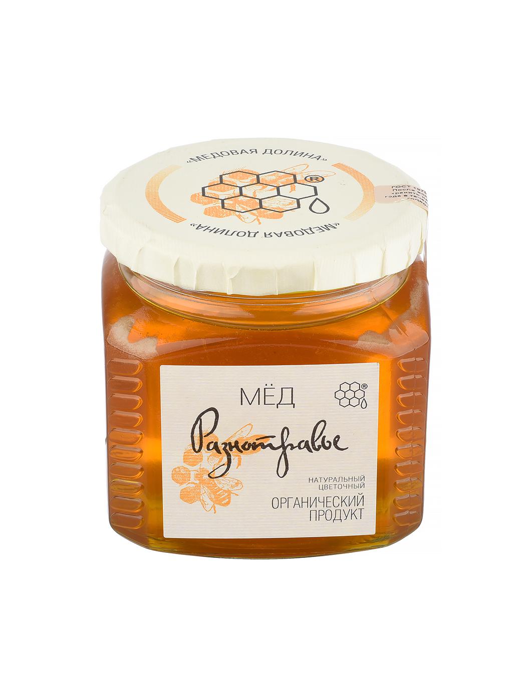 Мед натуральный цветочный Разнотравье продукт 0,5 кг (б/стекло).