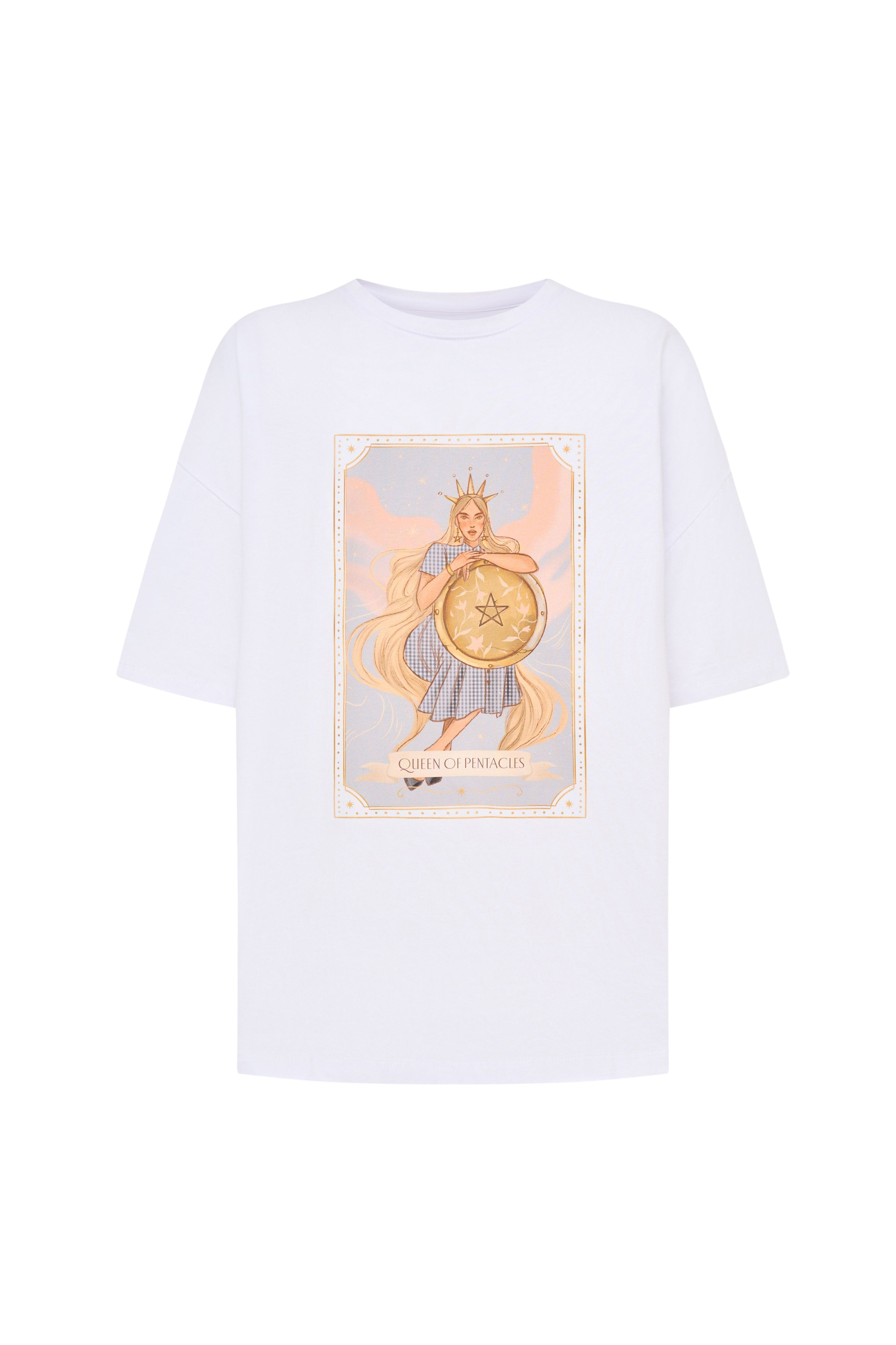 

Футболка женская Lorer QUEEN OF PENTACLES белая S, Белый, QUEEN OF PENTACLES