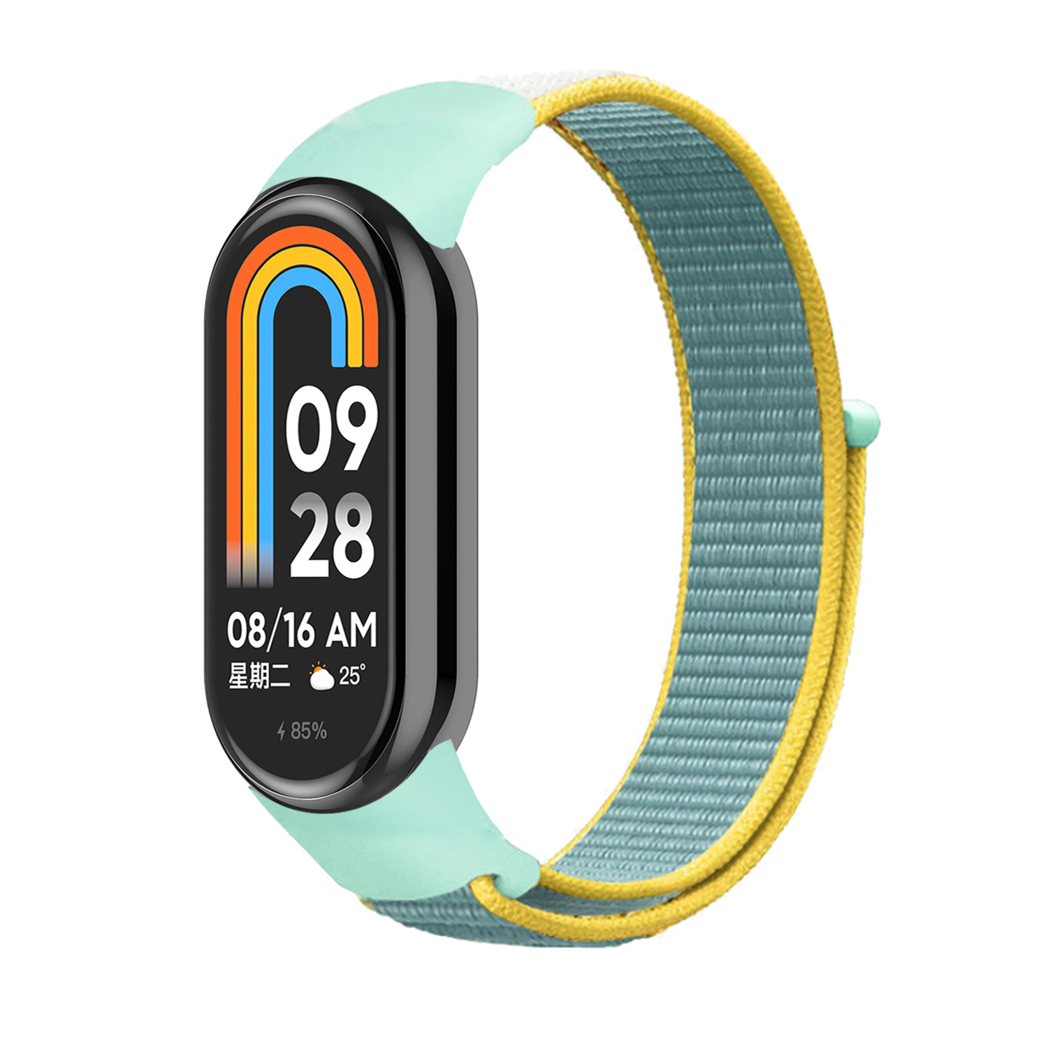 Ремешок с нейлоновой петлей на липучке для Xiaomi Mi Band 8, желто-зеленый