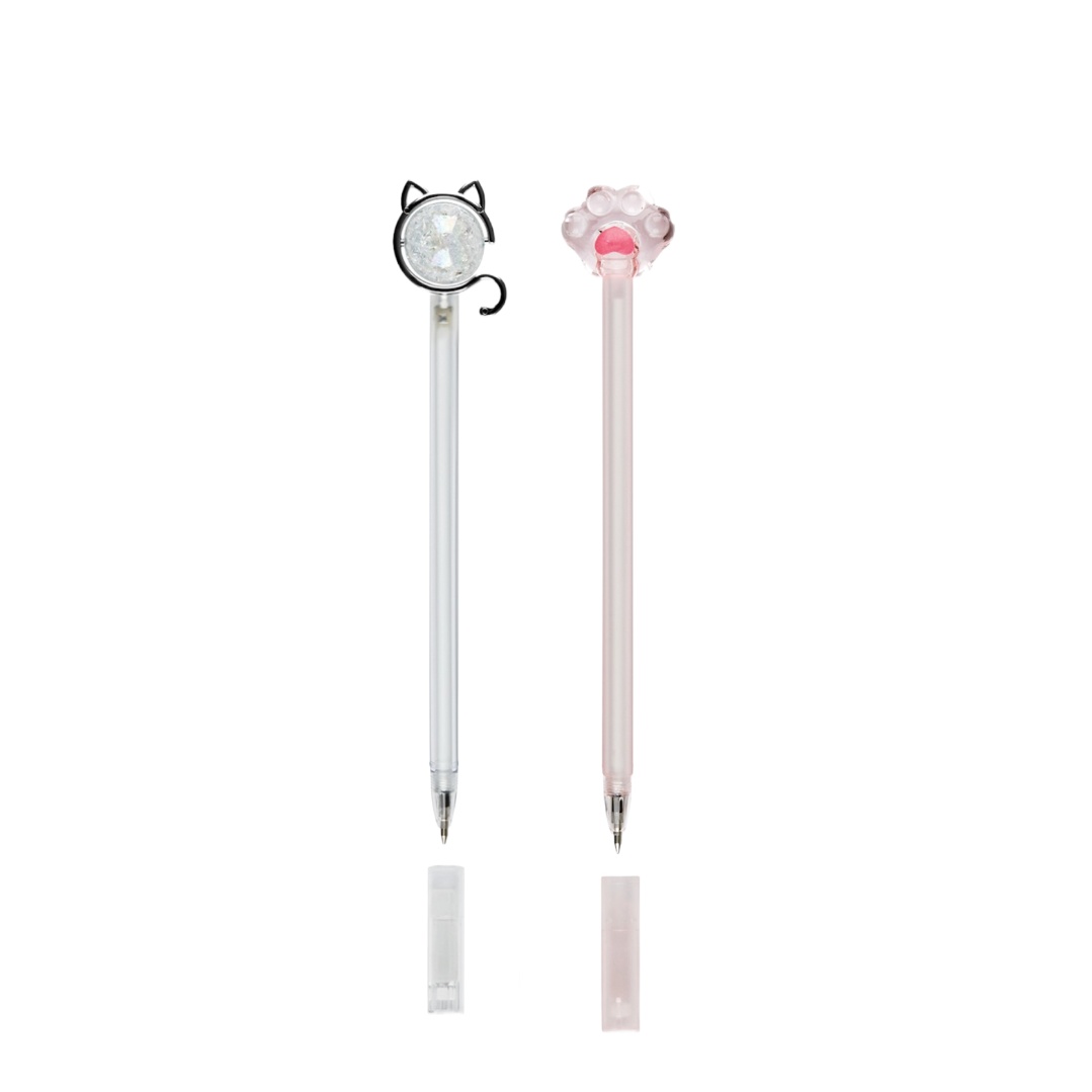 

Набор шариковых ручек MESHU, white-pink, 2 штуки, с топпером, котик