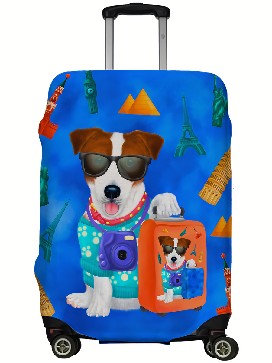 фото Чехол для чемодана lejoy lj-case-01 пес путешественник, р. s