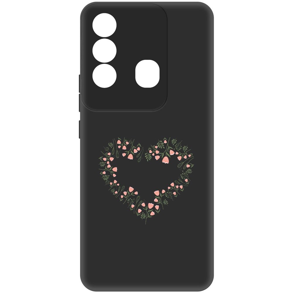 

Чехол-накладка Софт Цветочное сердце для Itel P38 Pro, Черный, 417857