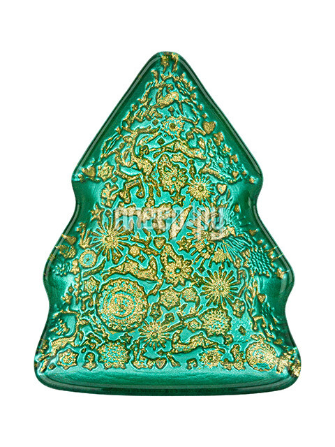 фото Блюдо elan gallery елочка 17x14.5x2.5cm green-gold 120827 nobrand