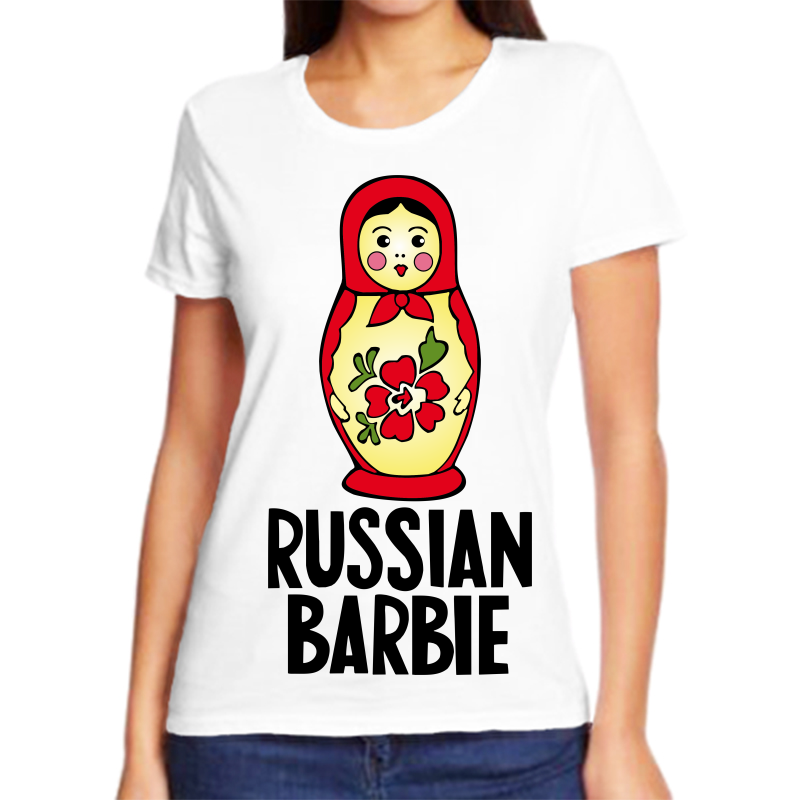 

Футболка женская белая 52 р-р russian barbie, Белый, fzh_russian_barbie