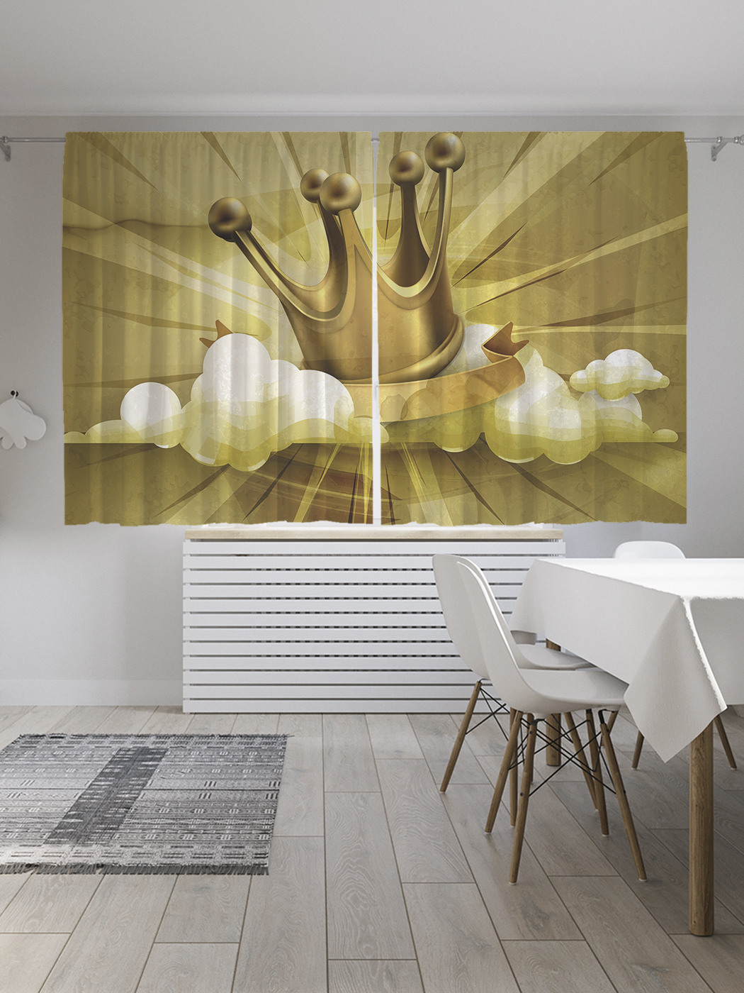 

Шторы с фотопечатью JoyArty "Сияющая корона" из сатена, 290х180 см