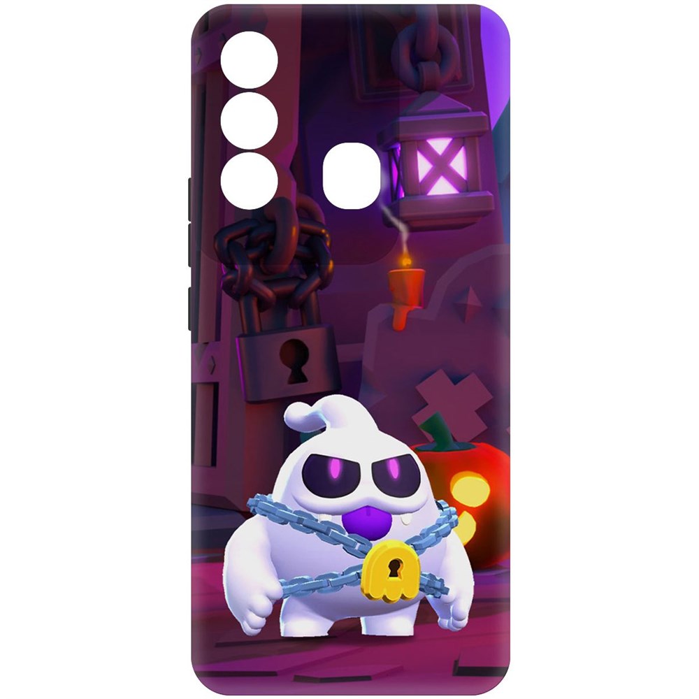 

Чехол-накладка Софт Brawl Stars - Призрак Скуик для Itel P38 Pro, Черный, 417939