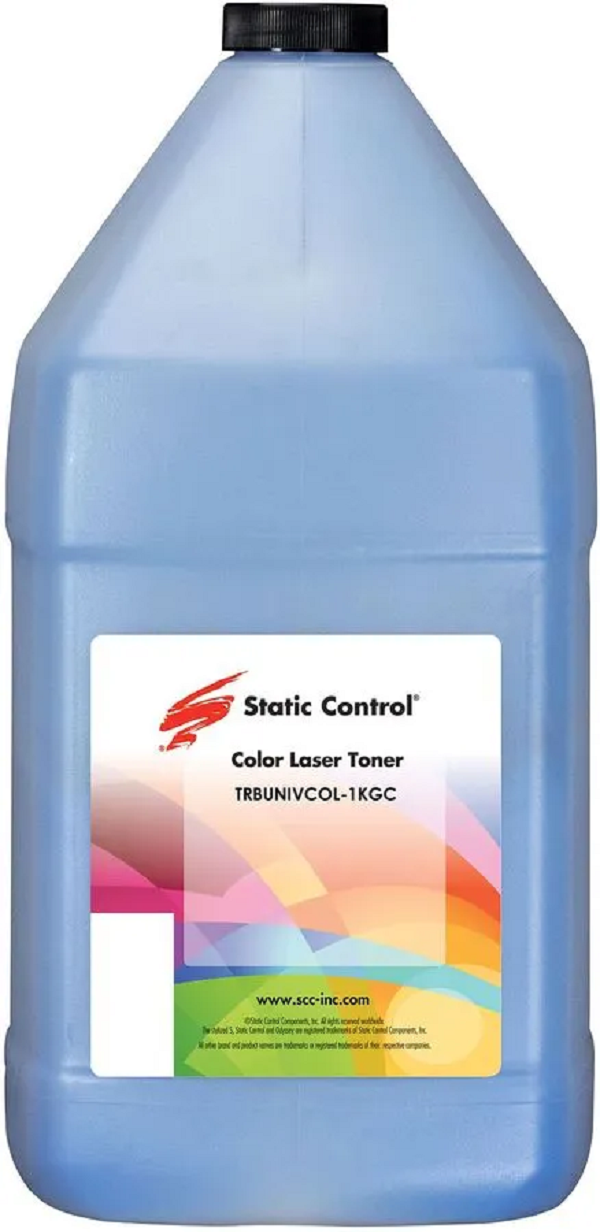 фото Тонер static control trbunivcol-1kgc, для brother hl 3040/3070, голубой, 1000грамм, флак