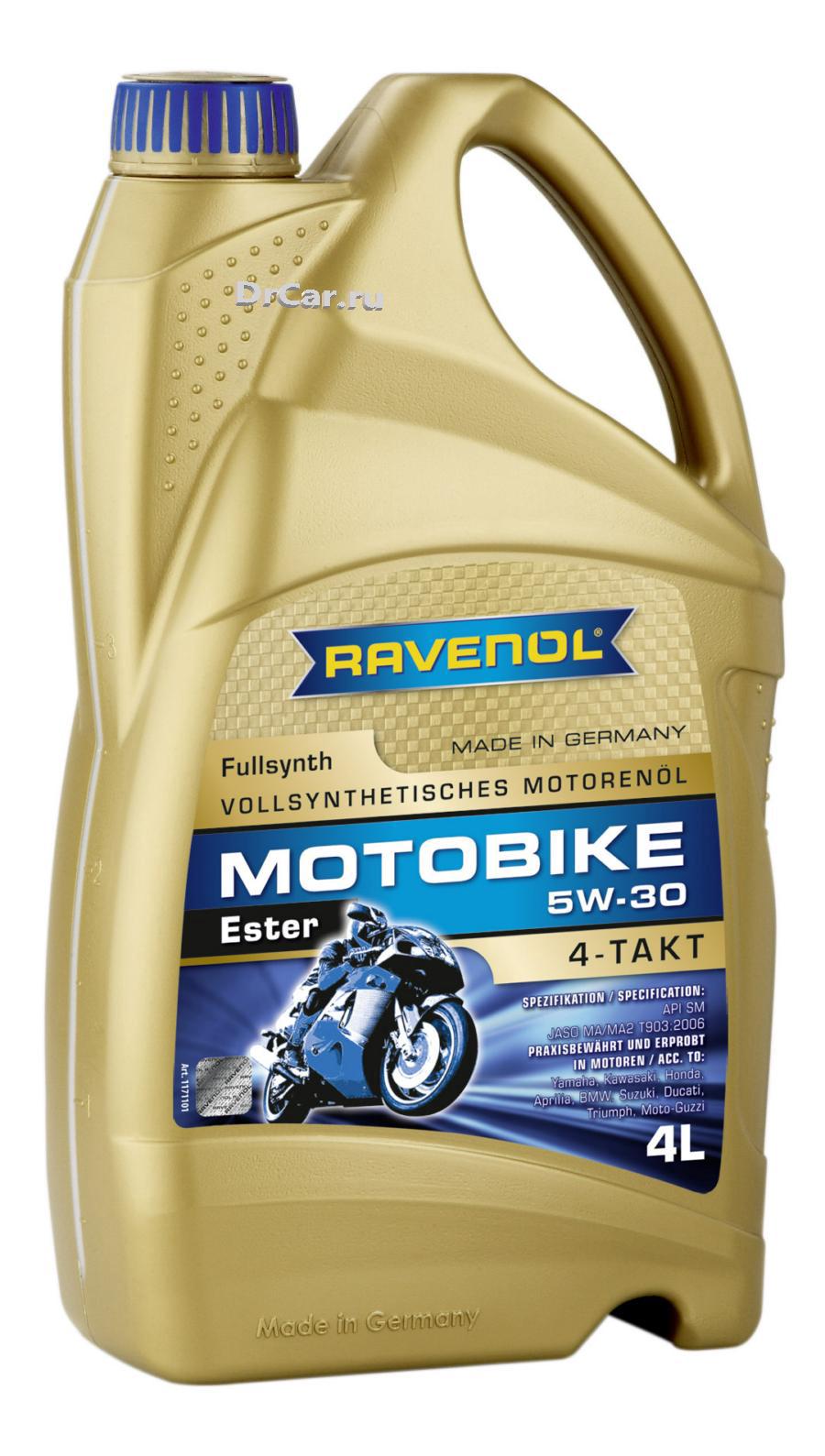 

Моторное масло Ravenol Motobike 4-T Ester Sae 5W30 New 4л