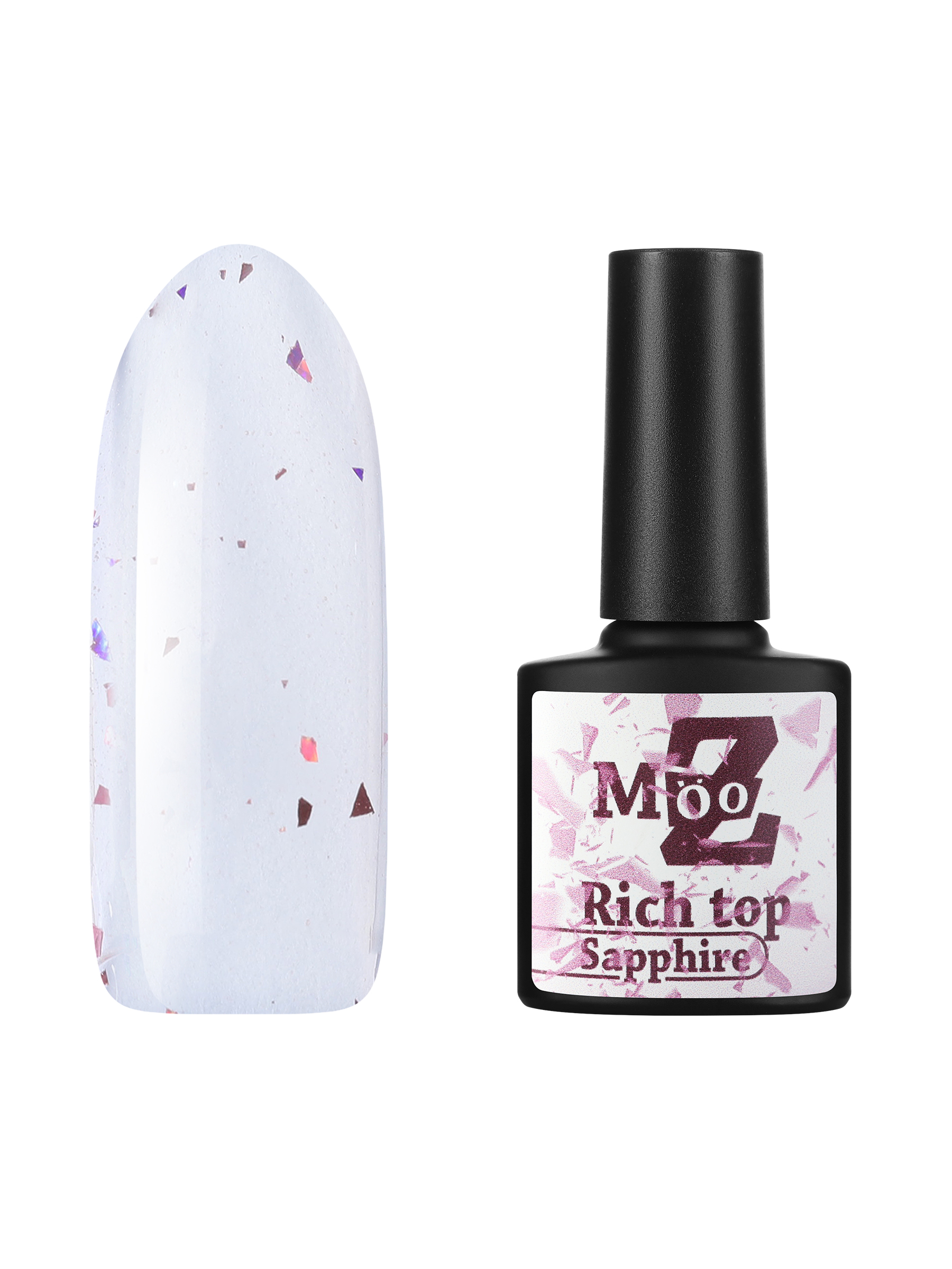 

Топ для гель-лака MOOZ Rich top Sapphire без липкого слоя с блестками, 9 мл