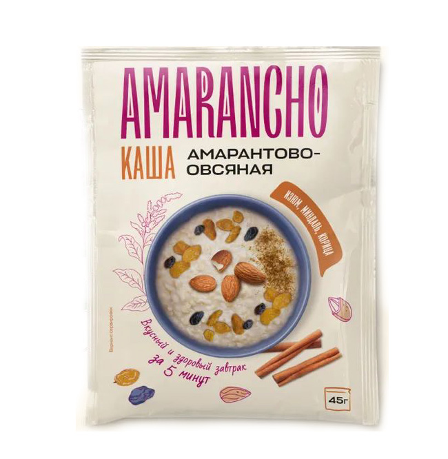 

Каша Amarancho амарантово-овсяная Изюм, миндаль и корица 45 г