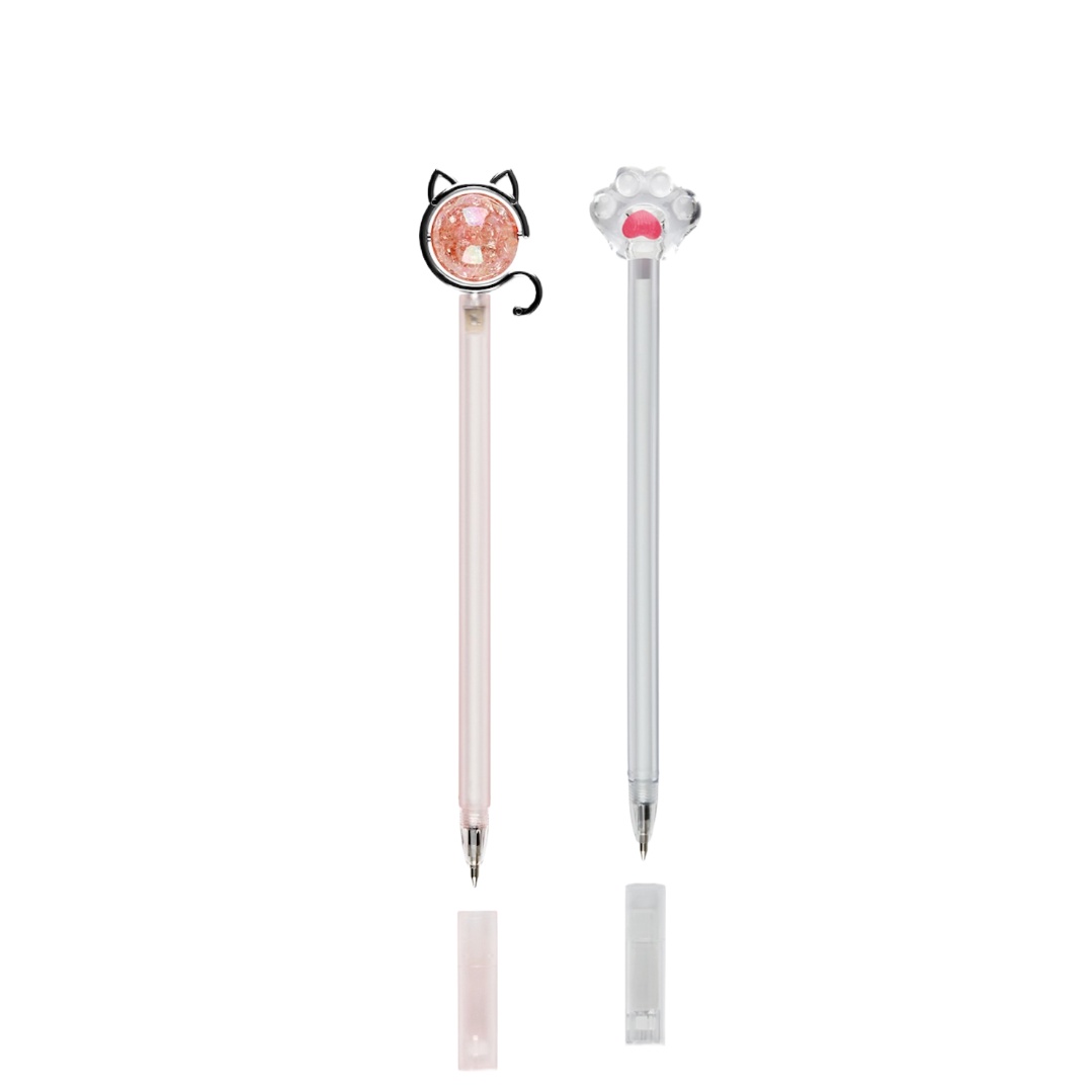 

Набор шариковых ручек MESHU, peach-white, 2 штуки, с топпером, котик