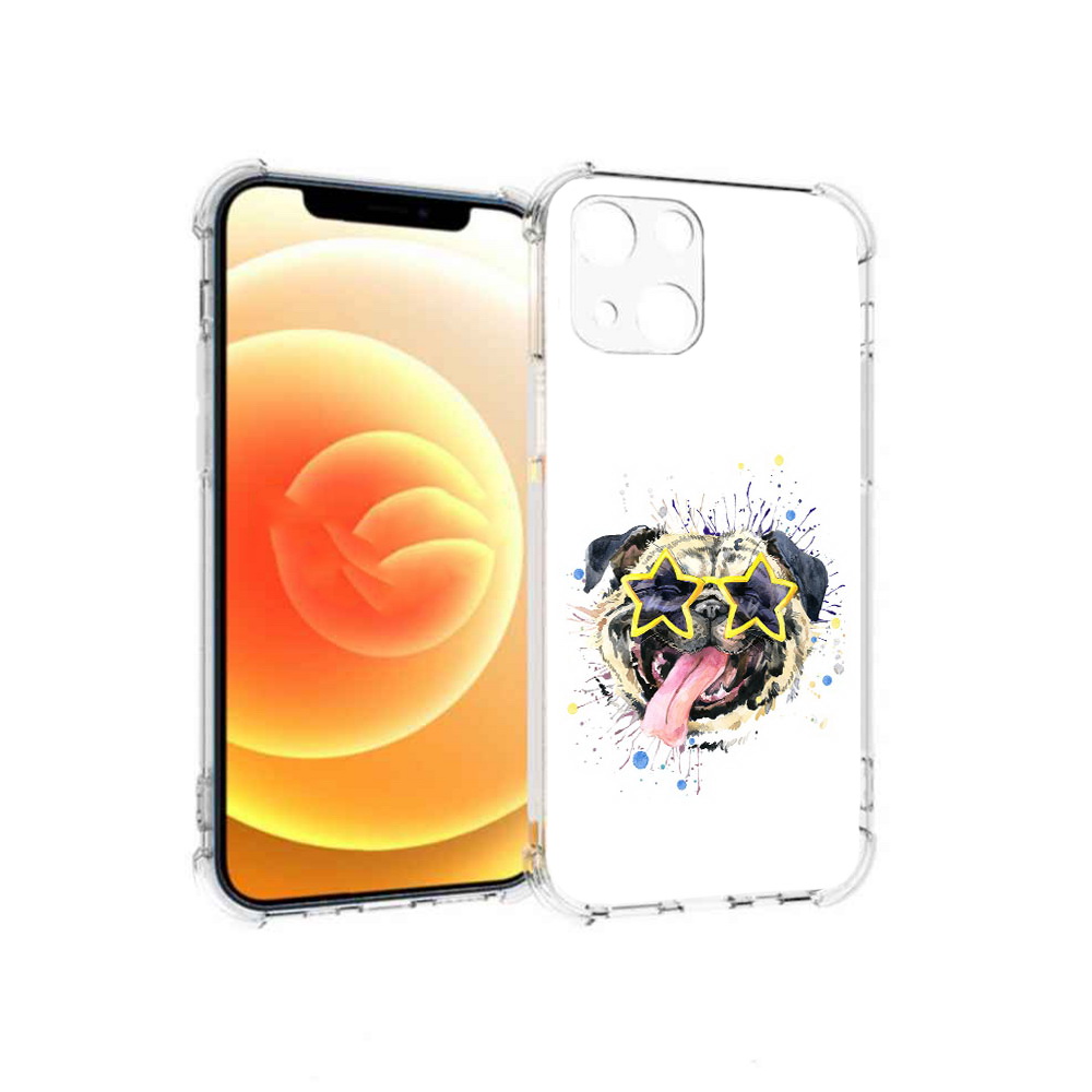 

Чехол MyPads Tocco для Apple iPhone 13 мопс боксер (PT163239.611.482), Прозрачный, Tocco