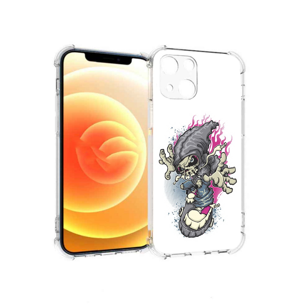 

Чехол MyPads Tocco для Apple iPhone 13 нарисованный скелет на скейт борде, Прозрачный, Tocco