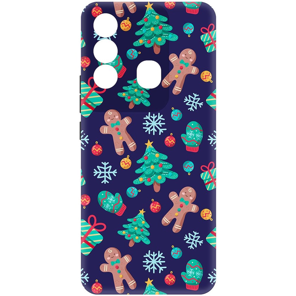 

Чехол-накладка Софт Прянички и елочки для Itel P38 Pro, Черный, 417969