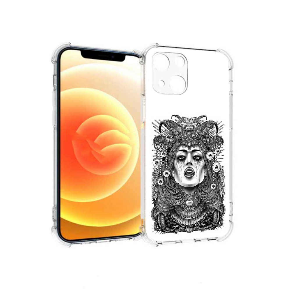 

Чехол MyPads Tocco для Apple iPhone 13 портрет девушки черно белый (PT163239.611.551), Прозрачный, Tocco