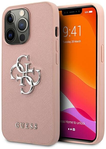 фото Чехол cg mobile guess pu saffiano 4g big metal logo hard для iphone 13 pro max, розовый