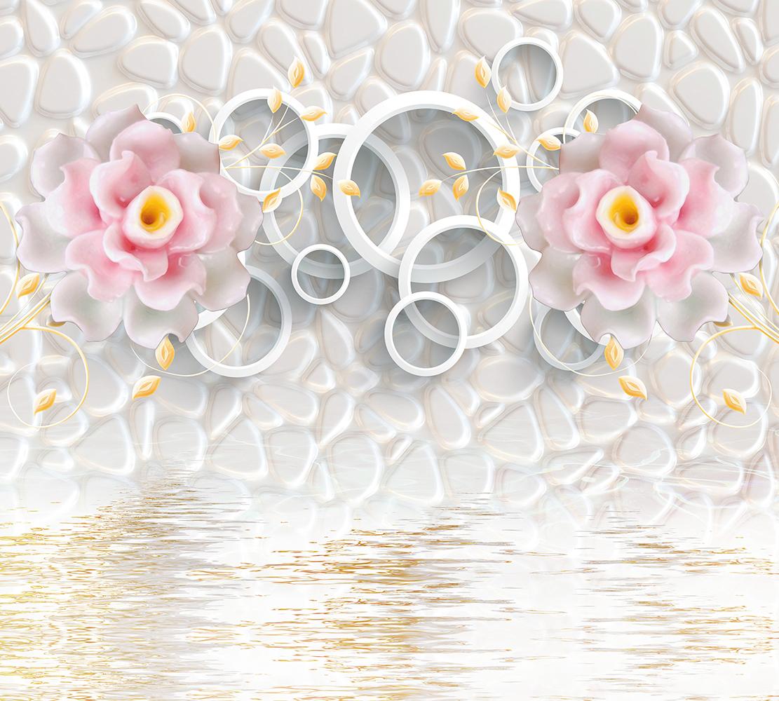 Фотообои Divino Decor Z-221 Розовые керамические цветы 300х270 DIVINO крючки настенные garda decor цветы 31 1x55 9x7см