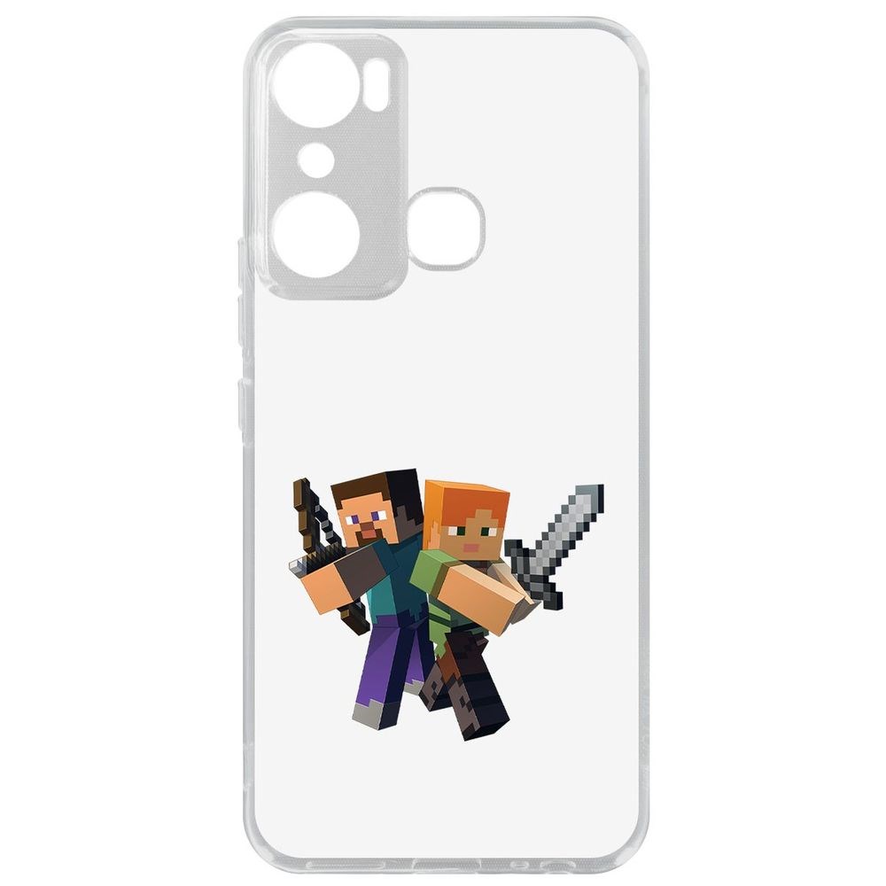 

Чехол-накладка Кейс Minecraft-Стив и Алекс для Infinix Hot 20i, Прозрачный