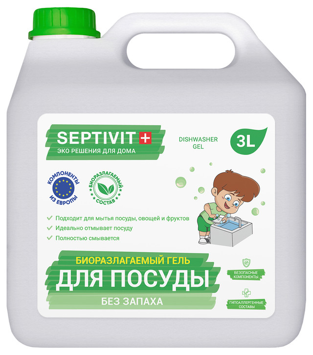 фото Средство для мытья посуды без запаха septivit premium 3л