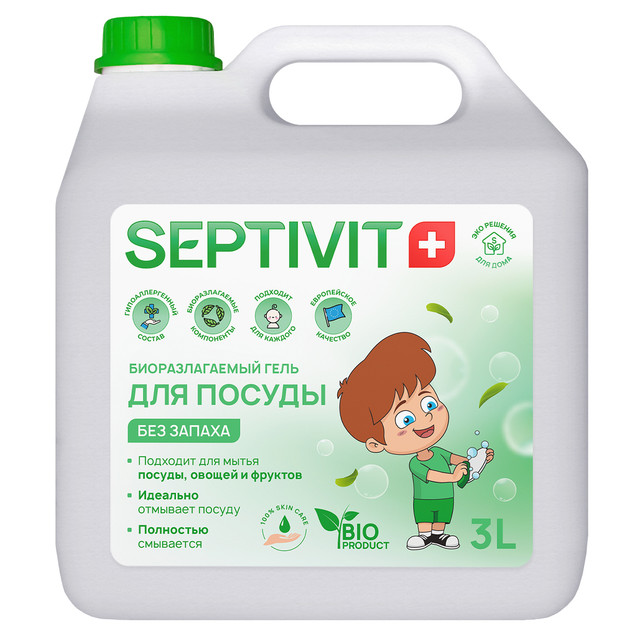 фото Средство для мытья посуды без запаха septivit premium 3л