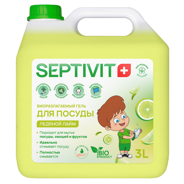 фото Средство для мытья посуды ледяной лайм septivit premium 3л