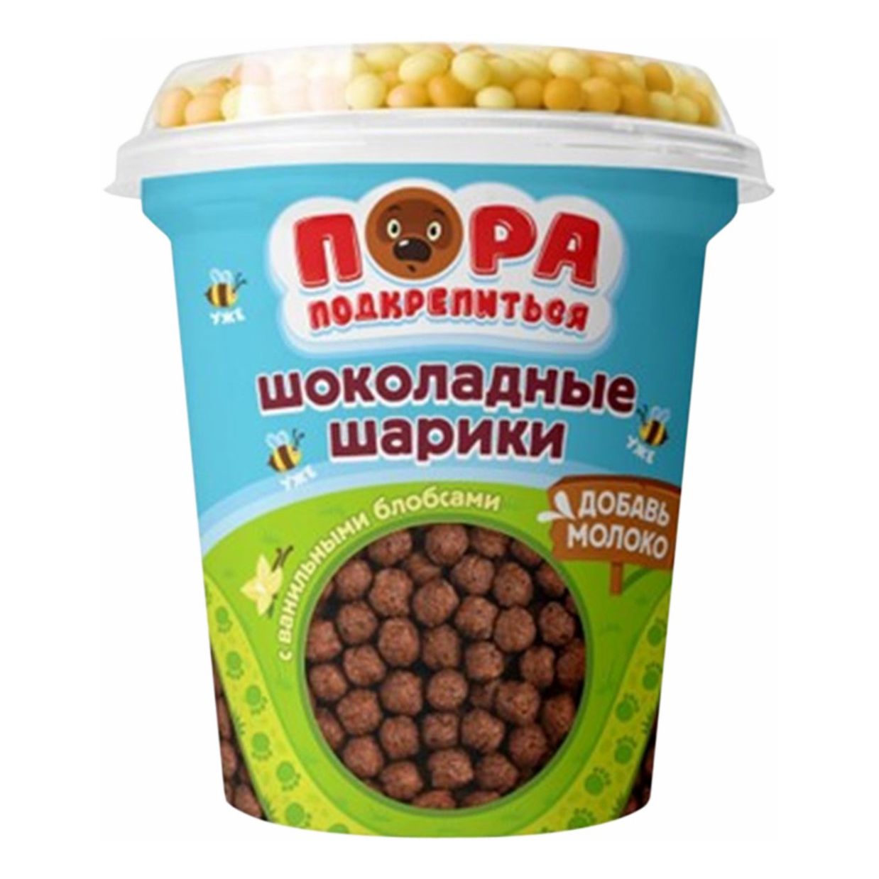 

Шарики Уже Пора Подкрепиться кукурузные шоколадные с ванильными блобсами 85 г