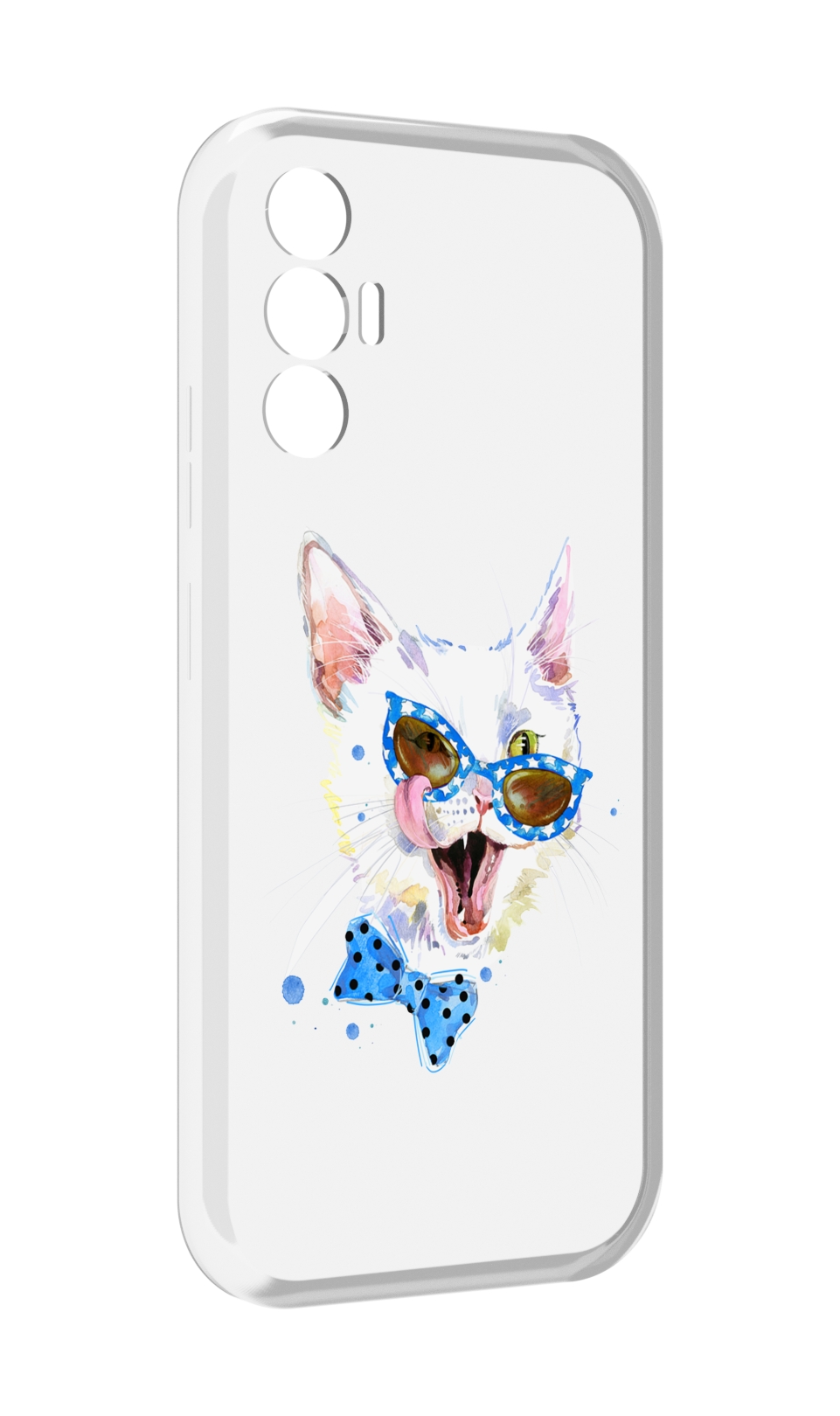 

Чехол MyPads белый кот для Tecno Pova 3, Прозрачный, Tocco
