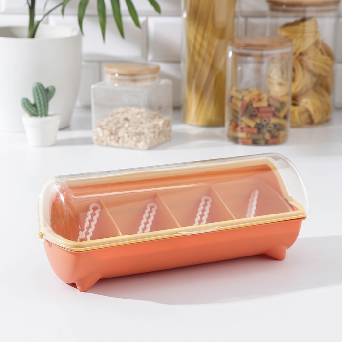 

Банка для сыпучих продуктов, 4 отделения, 28×11×9,5 см, с ложками, цвет МИКС