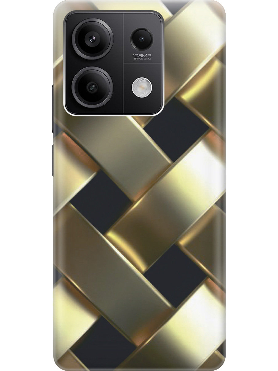 

Силиконовый чехол на Xiaomi Redmi Note 13 5g с рисунком "Золотистое плетение", Золотистый;черный, 20012075