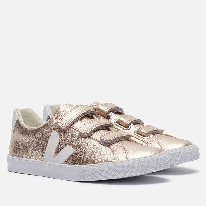 фото Кроссовки женские veja 3-lock leather золотистые 39 eu