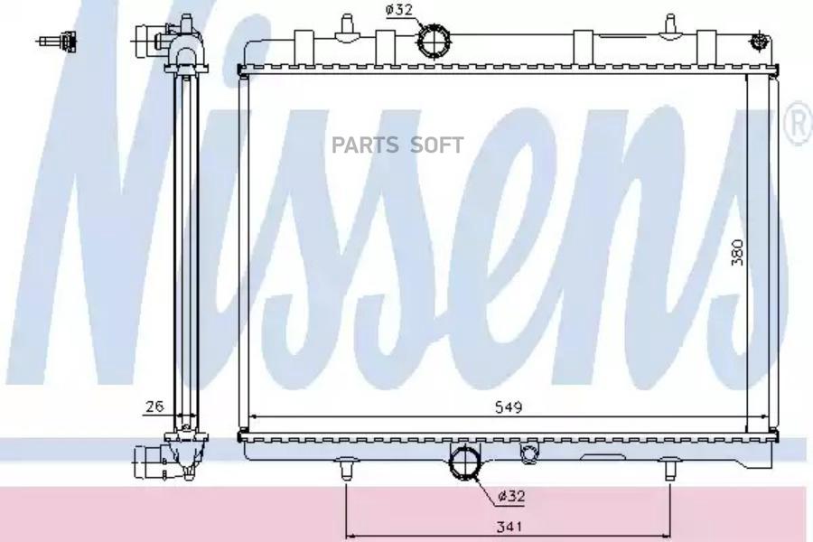 NISSENS Радиатор [380x562] CITROEN Berlingo 04/08->/ C4 11/04->/ C5 09/04->.PEUGEOT 3008 0