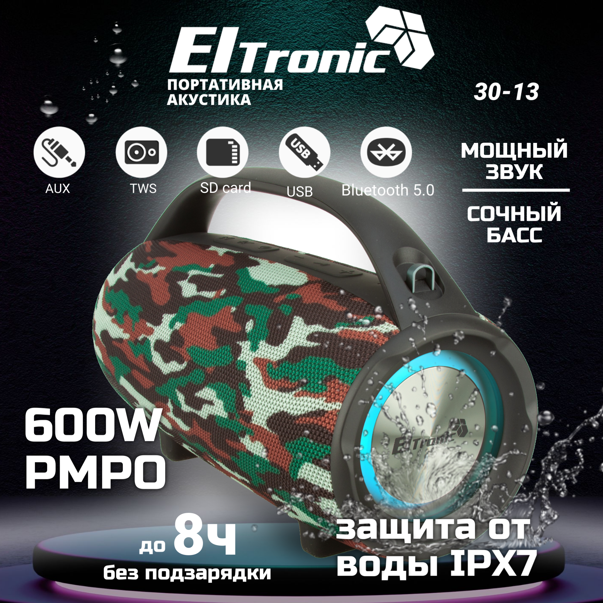 

Портативная колонка Eltronic 30-13 Energy Army Khaki, Зеленый, Energy