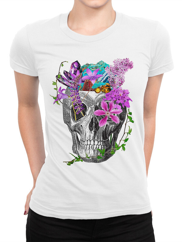 Футболка женская DreamShirts Studio Цветочный Череп 049-flowerskull-1 белая 3XL
