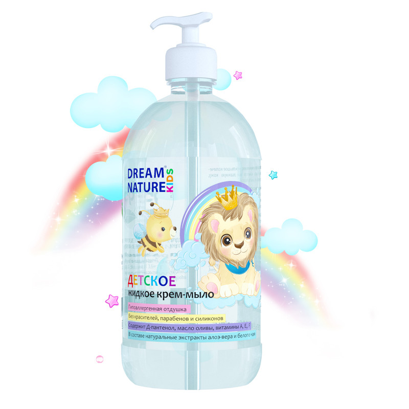 Детское крем-мыло, DREAM NATURE, 1 л, в ассортименте соль для ванн dream nature spa care антистресс 600 г