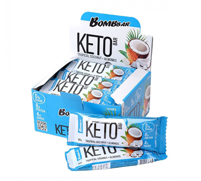 фото Батончик keto bar 24x40 г - тропический кокос и миндаль bombbar