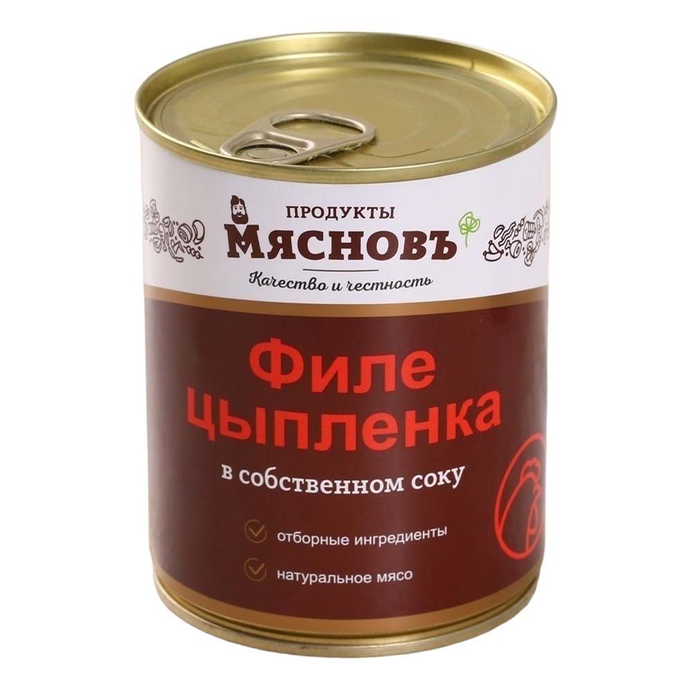

Филе цыпленка МясновЪ в собственном соку 338 г