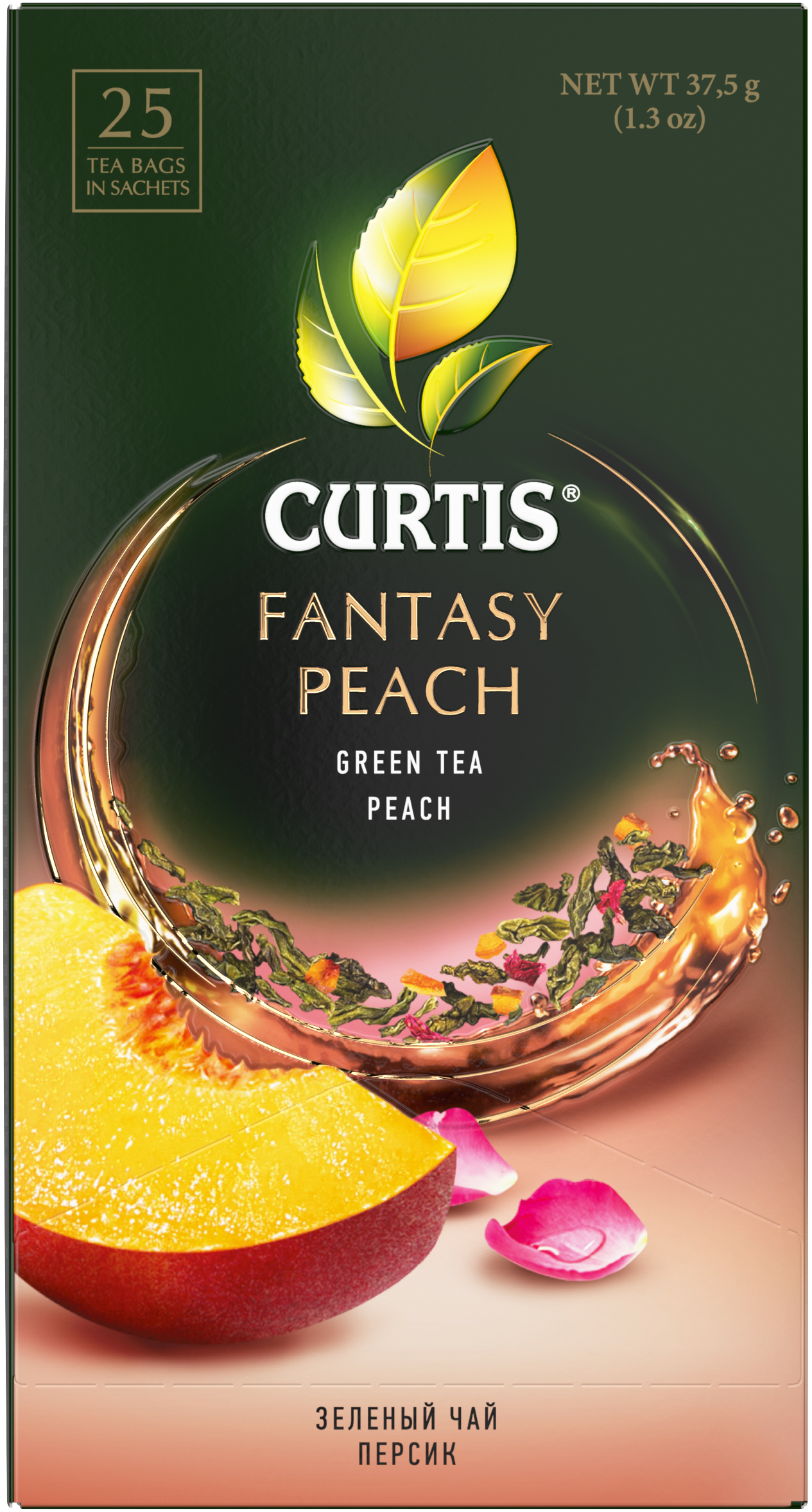 Чай зеленый в пакетиках CURTIS Fantasy Peach, персик, лемонграсс и лепестки розы, 25 шт.