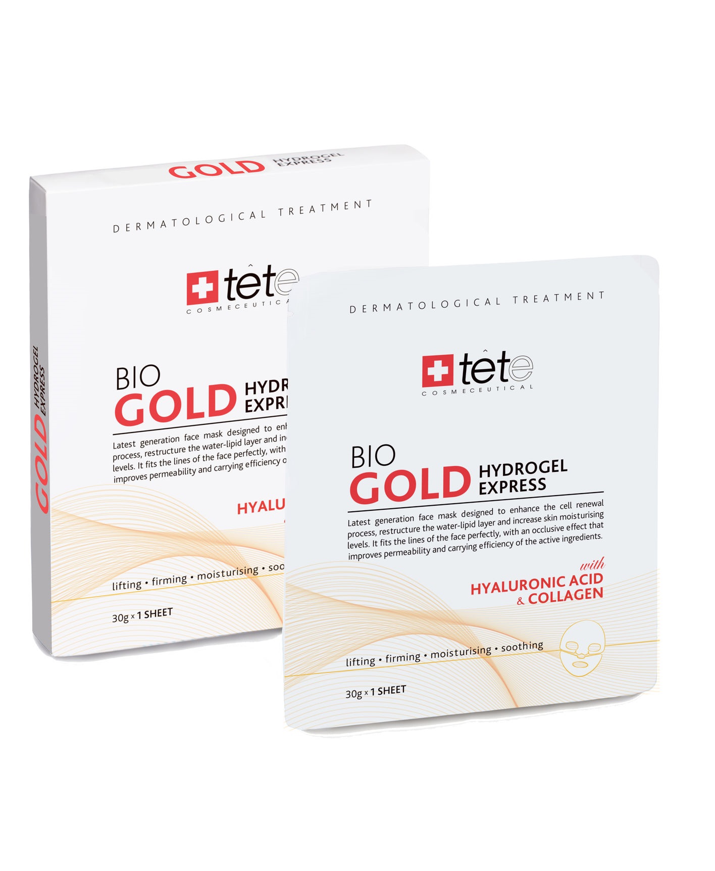 Коллагеновая маска с коллоидным золотом TETe Cosmeceutical BIO Gold Collagen Mask интенсивно омолаживающая сыворотка с коллоидным золотом icon