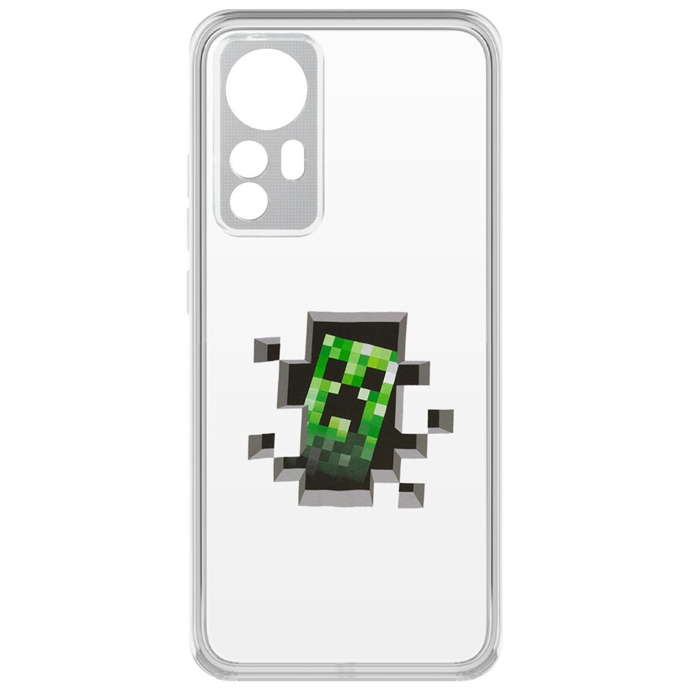 

Чехол-накладка Minecraft-Крипер для Xiaomi 12, Прозрачный