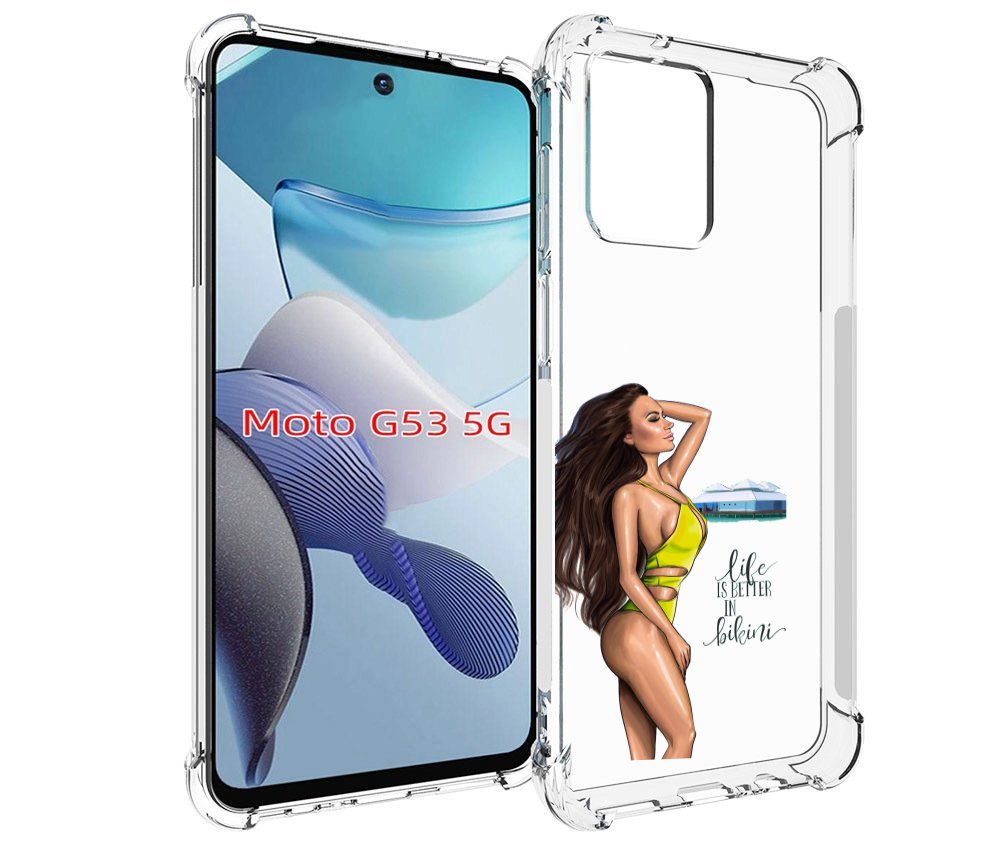 Чехол бампер MyPads Девушка-в-купальнике для Motorola Moto G53 п