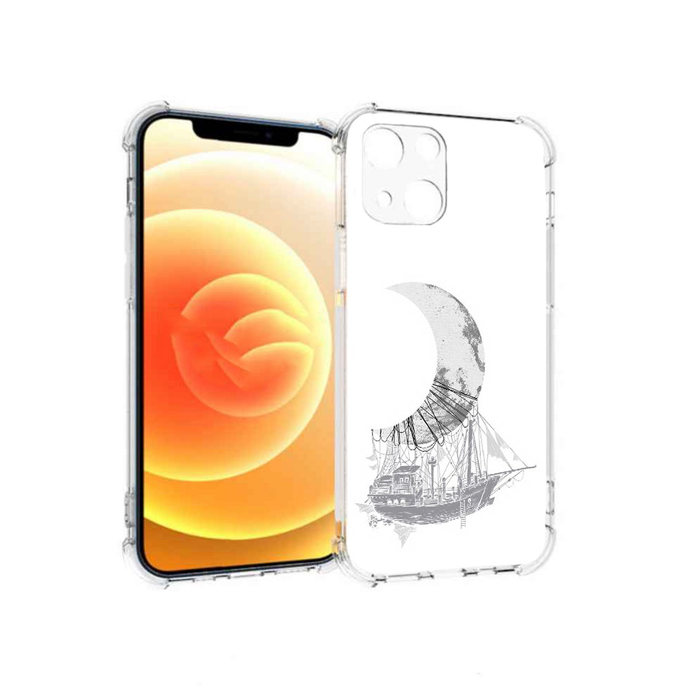 

Чехол MyPads Tocco для Apple iPhone 13 черно белый корабль полумесяц (PT163239.611.684), Прозрачный, Tocco