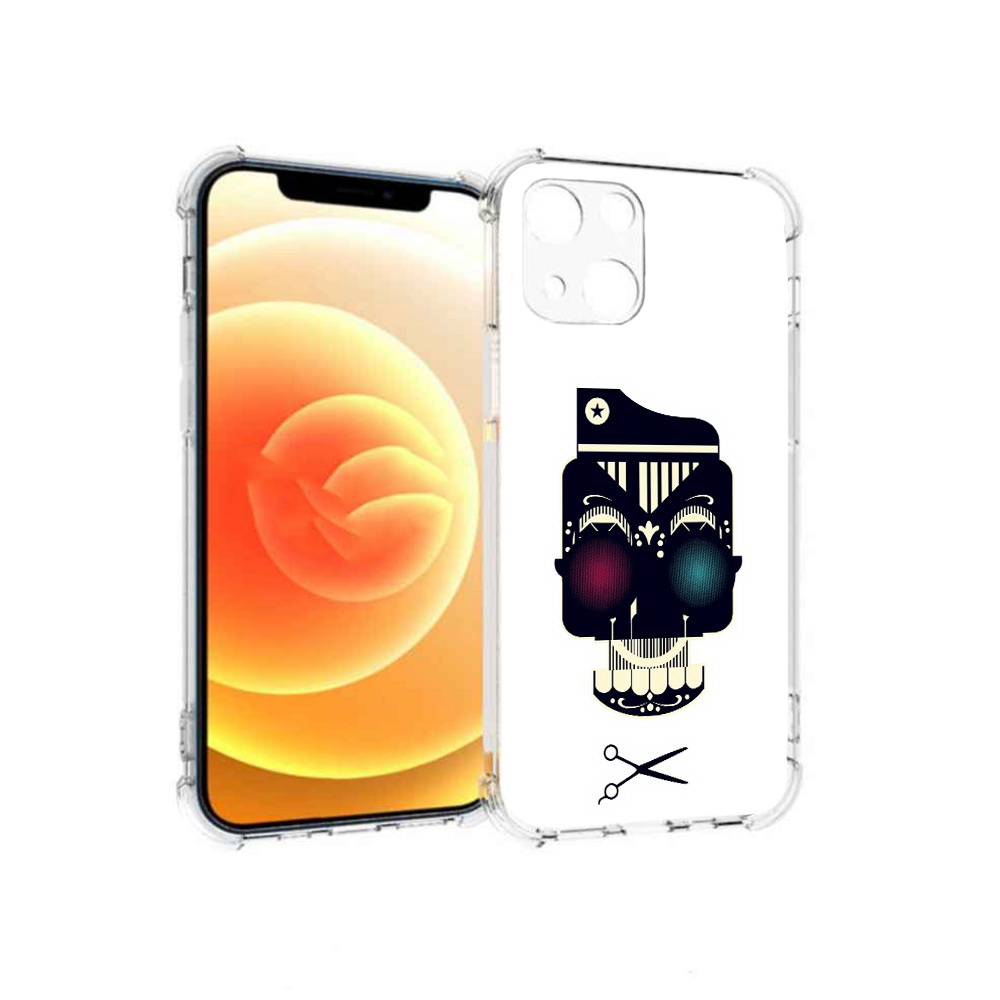 

Чехол MyPads Tocco для Apple iPhone 13 черно белый скелет с яркими глазами, Прозрачный, Tocco