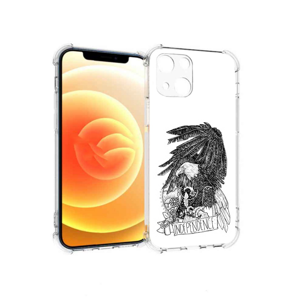

Чехол MyPads Tocco для Apple iPhone 13 черно белый сокол (PT163239.611.688), Прозрачный, Tocco