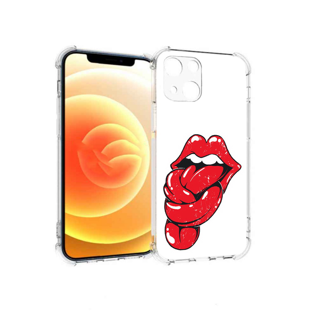 

Чехол MyPads Tocco для Apple iPhone 13 яркие губы с языком (PT163239.611.705), Прозрачный, Tocco