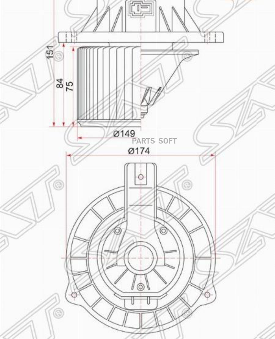 

SAT ST-97111-4L000 Мотор отопителя салона HYUNDAI SOLARIS 10-/KIA RIO 10- 1шт