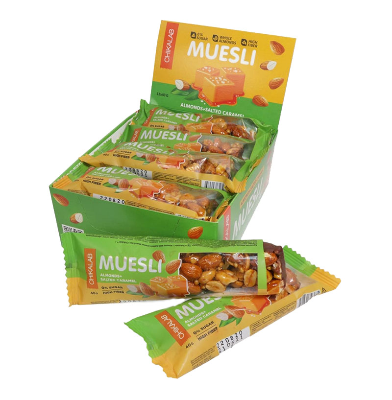 фото Батончик chikabar muesli 20*40 г - миндаль-соленая карамель bombbar